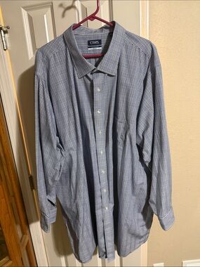 Chaps Men’s Light Blue Plaid Dress Shirt